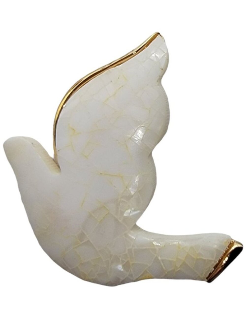 Liz Claiborne Vintage 1980s Gold-Tone Mosaic Mother Of Pearl Peace Dove Brooch